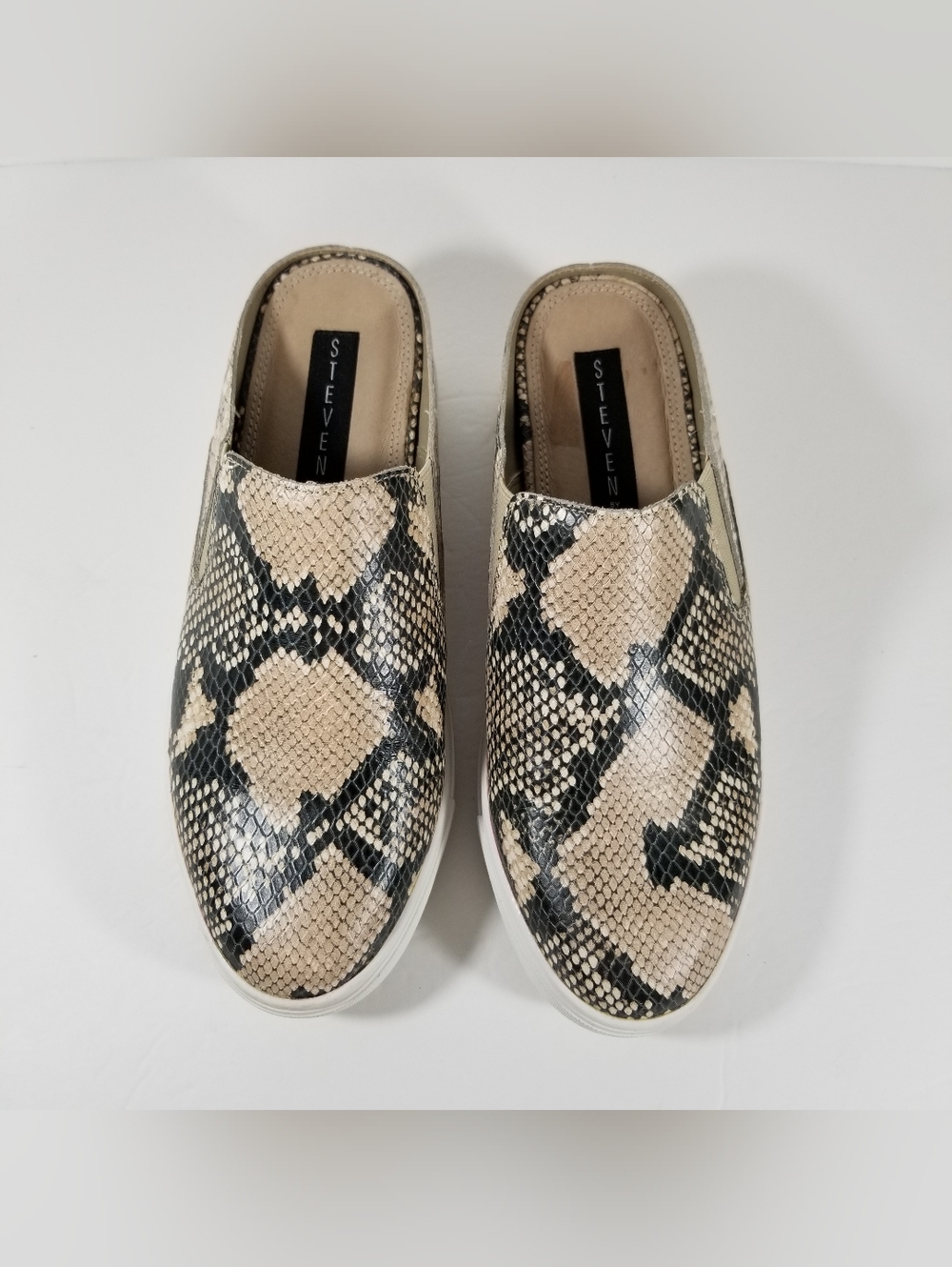 Steven by Steve Madden Women's 8M CLAUDINE Slide Shoes Mules Green Tan Snake - Picture 2 of 7